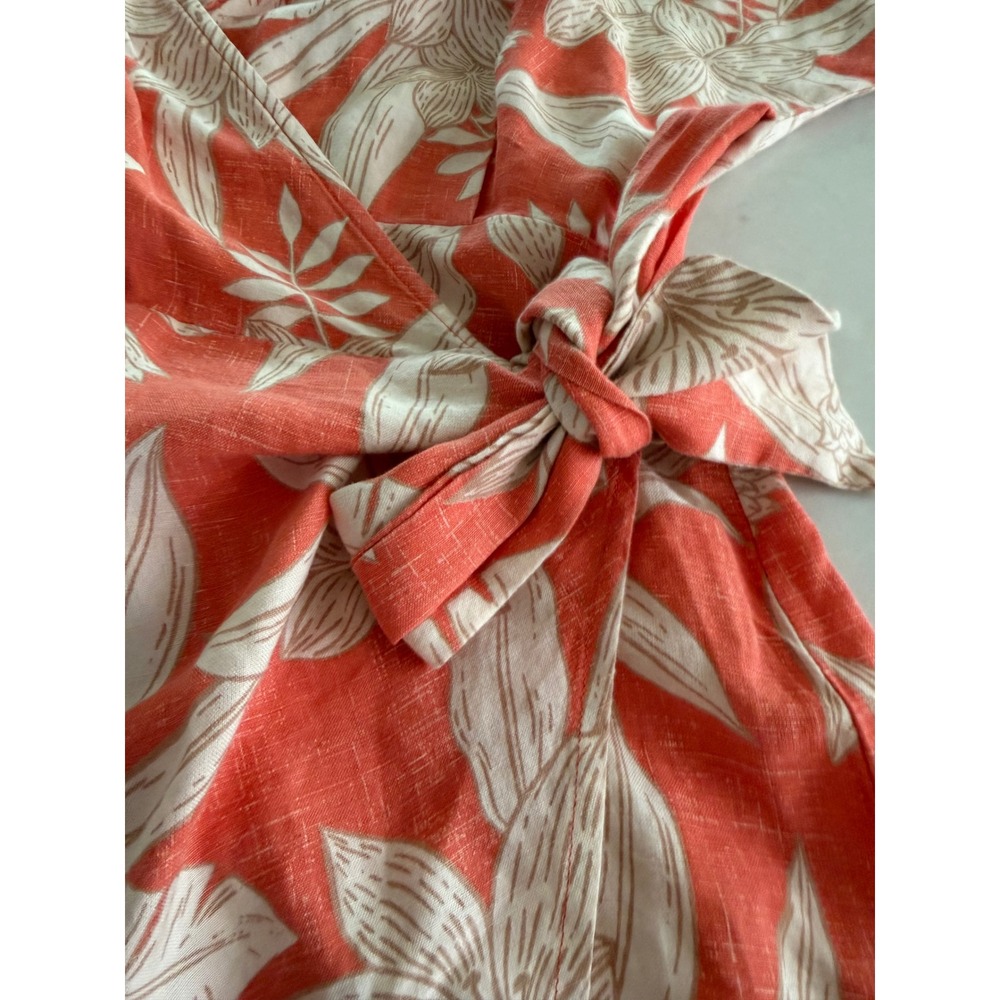 Amuse Society Coral Tropical Floral Linen Blend Wrap Dress AD04PMAL Womens Small - Picture 7 of 10
